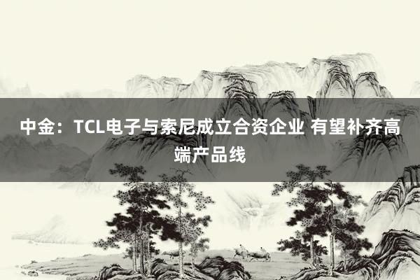 中金：TCL电子与索尼成立合资企业 有望补齐高端产品线