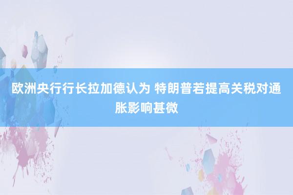 欧洲央行行长拉加德认为 特朗普若提高关税对通胀影响甚微