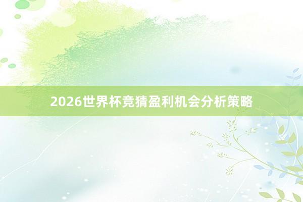 2026世界杯竞猜盈利机会分析策略