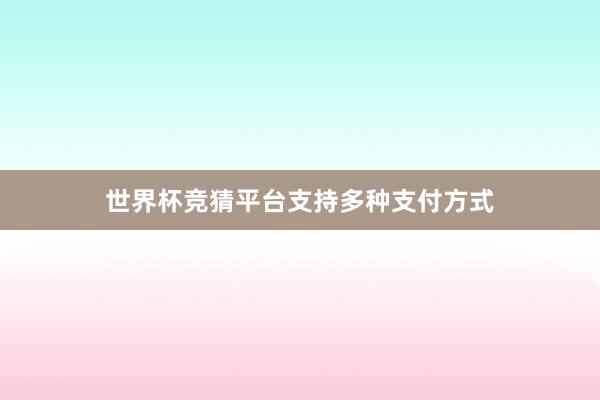 世界杯竞猜平台支持多种支付方式