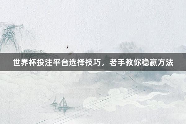 世界杯投注平台选择技巧，老手教你稳赢方法