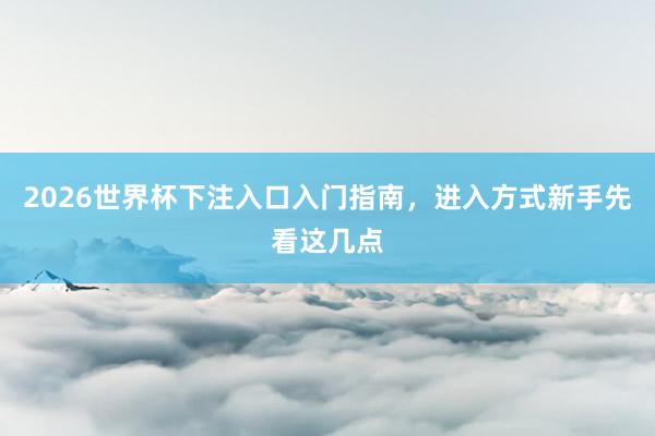 2026世界杯下注入口入门指南，进入方式新手先看这几点